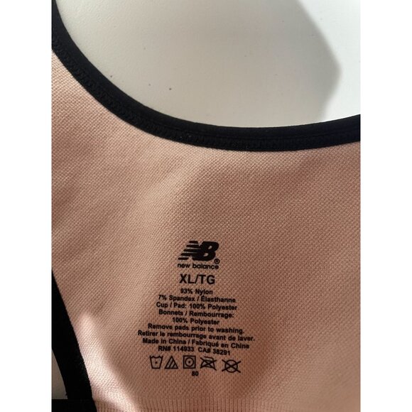 New Balance XL Space Pink Sports Bra With Back Straps & Ribbed Design - Picture 6 of 10